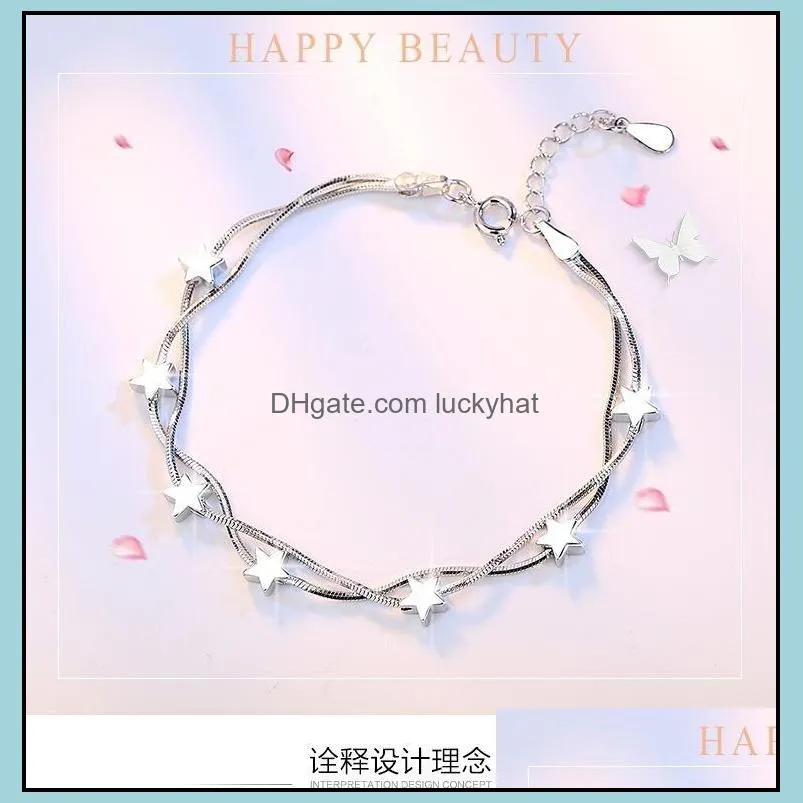 Link, Chain Fashion Love Window Magic Square Bracelet Female Korean Sweet Double Snake Pentagram Hand Accessories