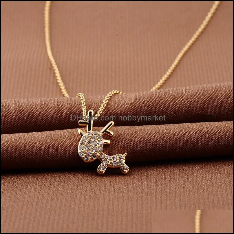 Hängsmycke Halsband Hängsmycken Smycken Kvinnor Mode Halsband 18K Guldpläterad Diamanter Zircon Animal Fawn Link Kedjan Kedjan CHARM Birthday