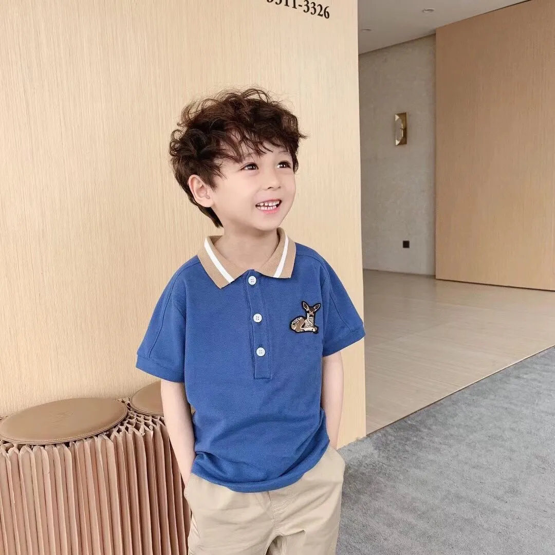 2021 nouveaux enfants été coton à manches courtes chemise bébé garçons filles couleur unie Polo 2-14y enfants Polo vêtements vêtements d'extérieur