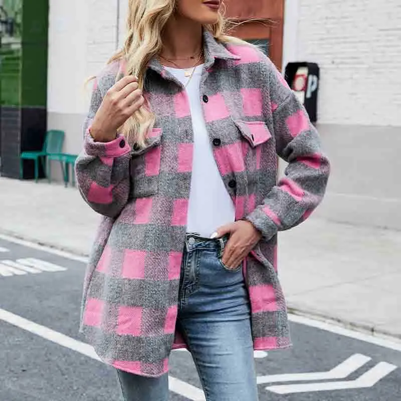 Buy Women's Autumn And Winter Plaid Long-sleeved Double-Sided Clothes