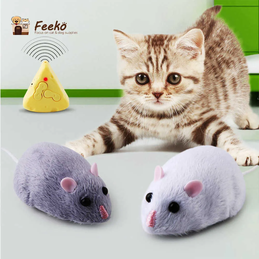 Wireless Electronic Cat Toy Plush Mouse Interactive Zabawki Dla Kocięta Koty Pet Produkty dla dzieci Zabawki dla kotów Akcesoria 210929