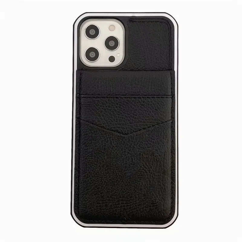 TOP Fundas de iPhone de moda con bolsillo para 12 12Pro 13PRO 11 XR XS XSMax Funda de teléfono de cuero de PU caja de portatarjetas paquete diseñador tarjetas de efectivo billetera