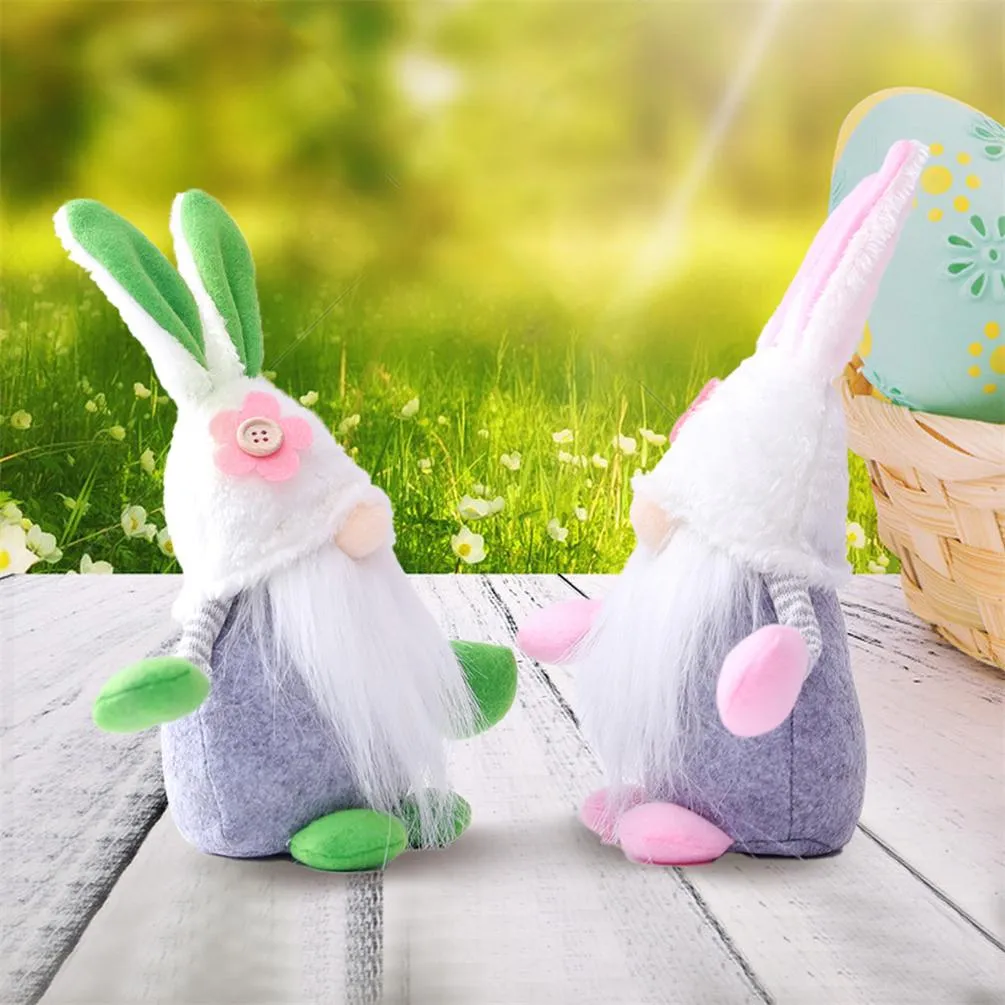 US Stock gros lapin de pâques Gnome printemps vacances décoration de la maison en peluche à la main lapin suédois Tomte elfe ornement cadeaux