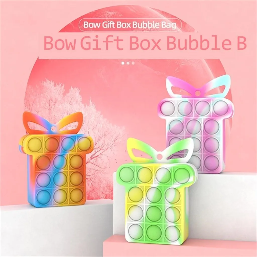 With lanyard fidget gift box purses sensory tie dye push bubble handbag wallet coin change pouch silicone decompression finger toys GWA10278