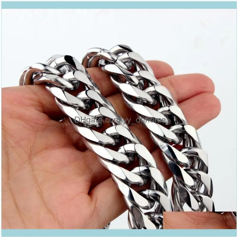 9/11/13/16/19/21MM Fashion Jewelry 316L Stainless Steel Silver Color Cuban Curb Chain Men`s Necklace Or Bracelet 7-40