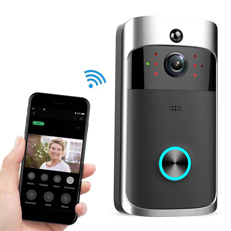 البصري البصري البصري هواتف باب الفيديو V5 WiFi WiFi Remote Home Monitoring Intercom Light Vision Pir Motion