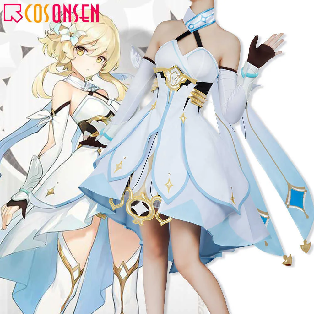 Genshin Impact Lumine Cosplay Costume Traveler Lumine Ying Outfit Cosplayonsen Women hotaruドレスカスタムメイドY0903