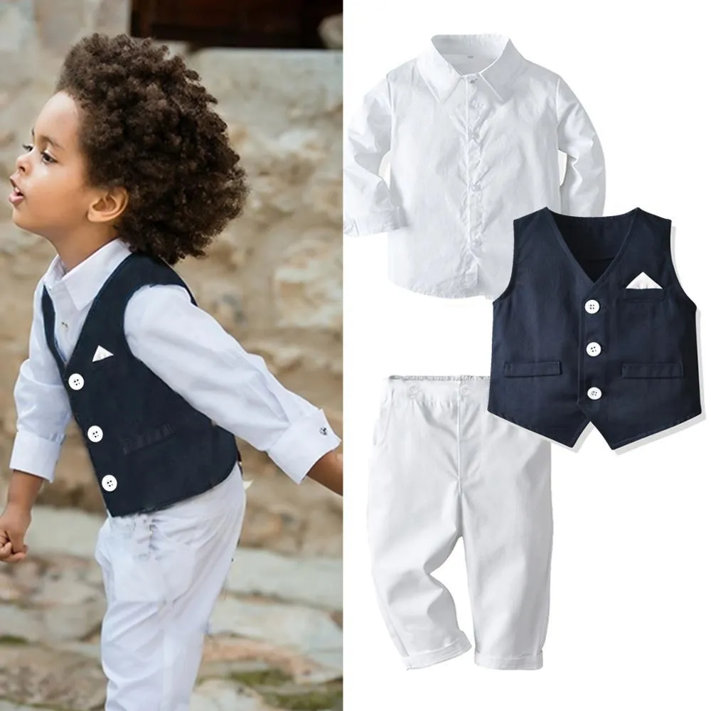 Formeel pak set voor baby's en peuters, gentleman met vest met Formeel pak set voor baby's en peuters, gentleman met vest met