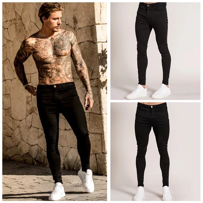 Black Skinny Jeans Men Stretch Casual Vintage Hip Hop Pencil Pants Daily Work Slim Denim Trousers Pants Regular Fit