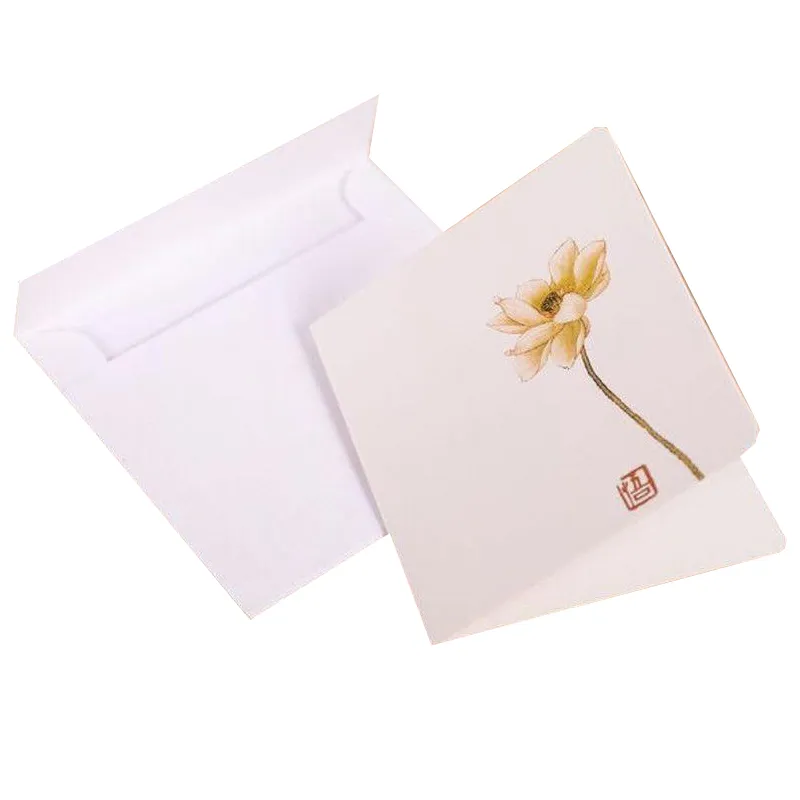 Sprzedaż hurtowa kreatywny klasyczny chiński małe kartki z życzeniami biała wiadomość Diy składane urodziny boże narodzenie lata dzień kartka z życzeniami 11x9cm
