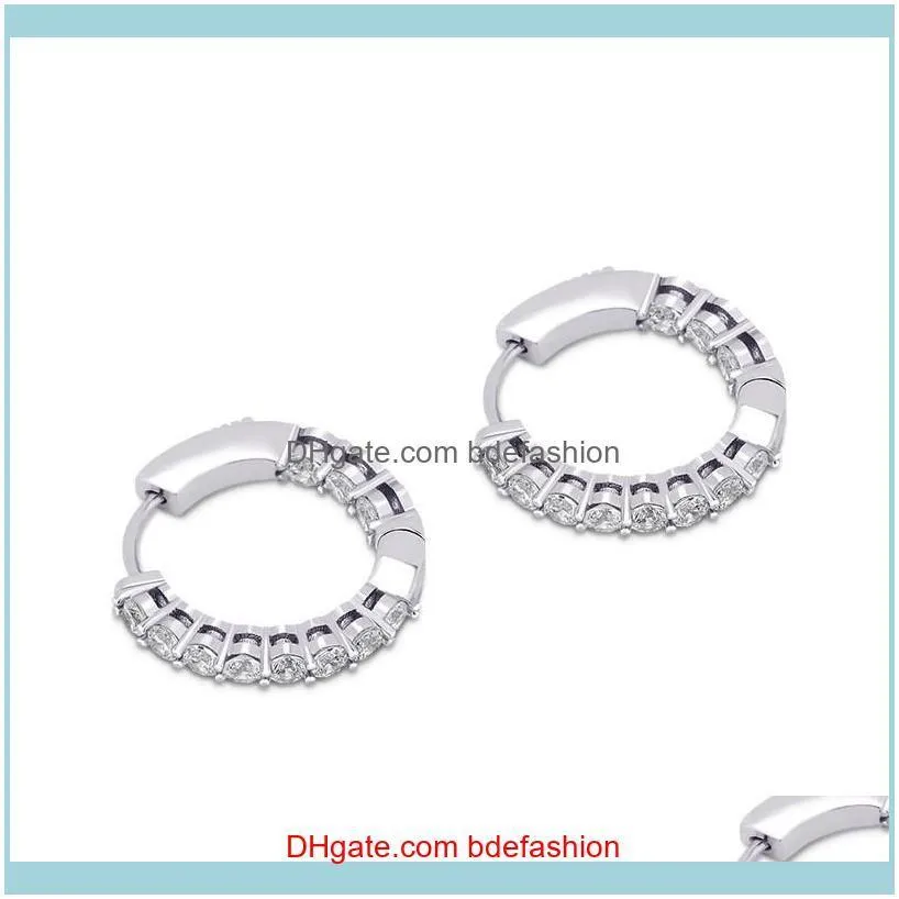 Gold Plated CZ Diamond Stone Earrings Hotsale Bling CZ Hoops Earrings for Men Women Nice Gift for Friend