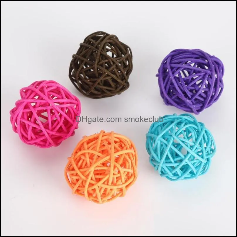 Cat Toys Playing Toy Funny Sounds Bell Rattan Ball 5 Suits Interactive Bite Chew Artificial Colorful Accessories Random Color