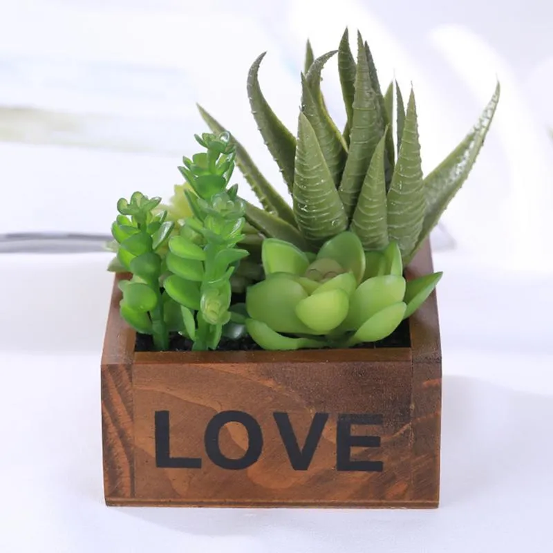 Decorative Flowers & Wreaths Mini Plant Potted Artificial Succulent Bonsai Green Simulation Pot Home Desktop Lifelike Flower Ornament Fe27