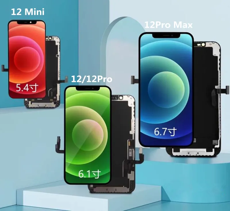 Para iPhone 12 mini painéis de toque max usados ​​para reparar a tela do telefone celular Premium Incell Qualidade Digitizador Assembléia de substituição LCD Telas
