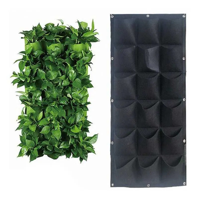 Borse per piantare appese a parete Tasche nere Grow Bag Fioriera Giardino verticale Verdura vivente Bonsai Fiore Vaso per piante Forniture per la casa 210615