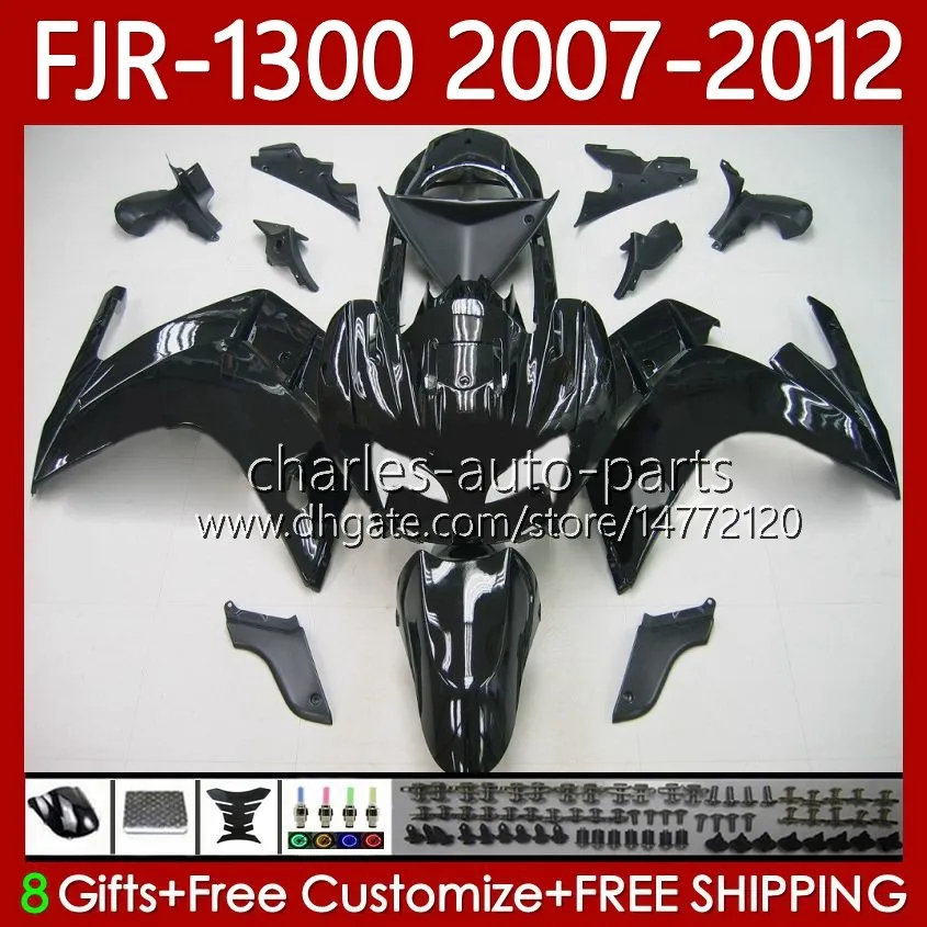 OEM Fairings för Yamaha FJR-1300 FJR 1300 A CC FJR1300 07 08 09 10 11 12 MOTO Body Glossy Black 108No.39 FJR-1300A 2007 2008 2009 2010 2011 2012 FJR1300A 01-12 Bodywork Kit