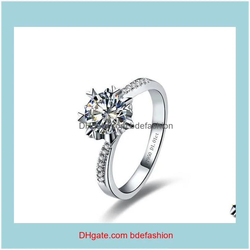 Wholesale Solid 14k White Gold Ring 1Ct Round Cut Moissanite Diamond Carbon Positive Engagement For Women Brand Cluster Rings