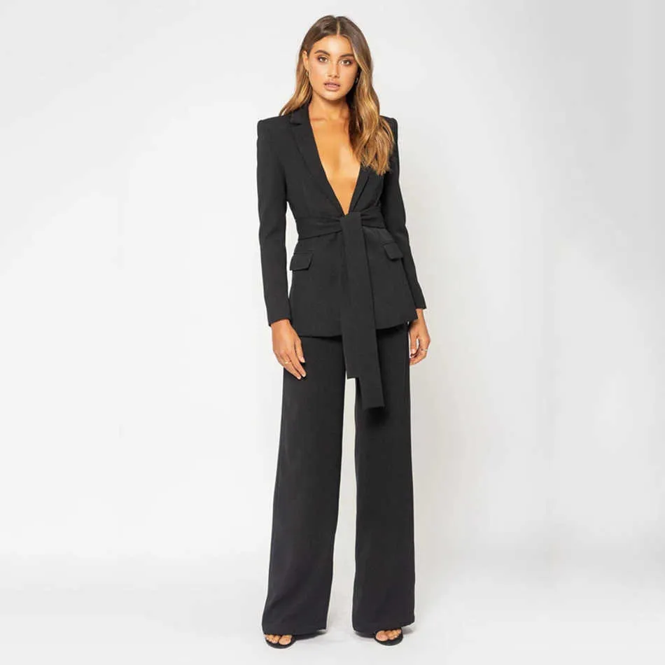Ladies Work Pants Suit Ol Business Interview Uniform Smil Womens Tuxedo  Jackets And Wide Leg Office Sexy 210527 From Bai04, $65.66
