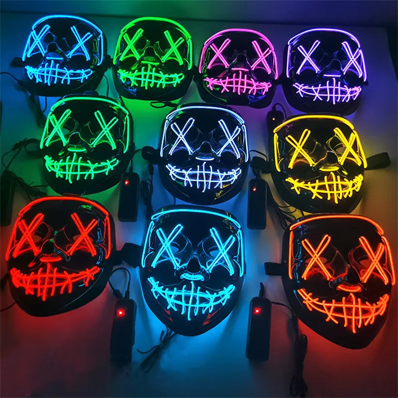 Masque d'Halloween LED Light Up Masques drôles L'année électorale de la purge Grand Festival Cosplay Costume Fournitures Party Masqué 10 Couleur mer envoyer T9I001349