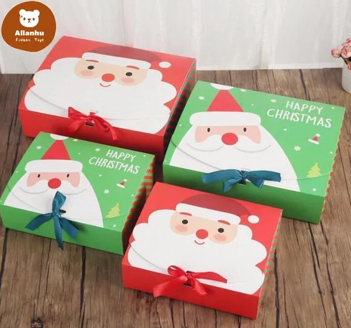 Nochebuena Caja de regalo grande Papá Noel Diseño de hadas Kraft Papercard Presente Favor de fiesta Caja de actividades Rojo Verde Regalos Paquete Cajas DHL 423