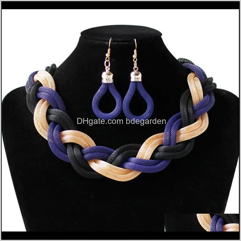 desigenr jewelry Bohimian jewelry sets rope weaving handmade earrings necklaces for women hot fashion free of shipping