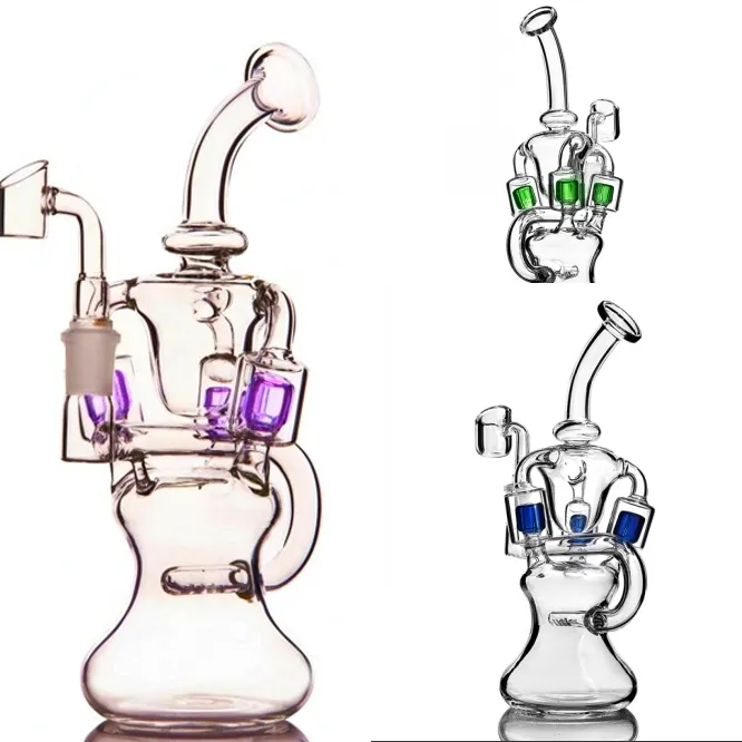 Nargile Bükülmüş Boyun Geri Dönüşümler Cam Beher Bong Su Borusu Yağ Dab Dabber Rigs