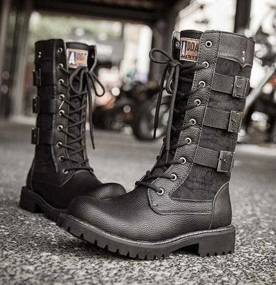 Men's mid calf leather boots sales