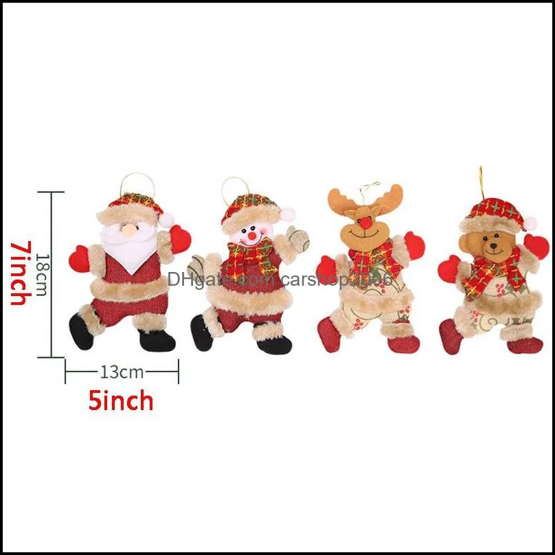 Christmas Tree Ornaments Pendant Christmas Gift Santa Claus Snowman Tree Toy Doll Hang Decoration For Home Party Supplies DBC VT0747