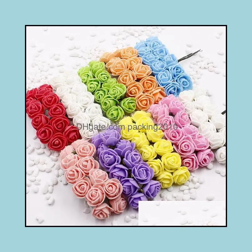 144Pcs 2cm Artificial Rose PE Foam Flower Bouquet For Baby Shower Home Wedding Decoration DIY Wreath Fake Decorative Flowers & Wreaths