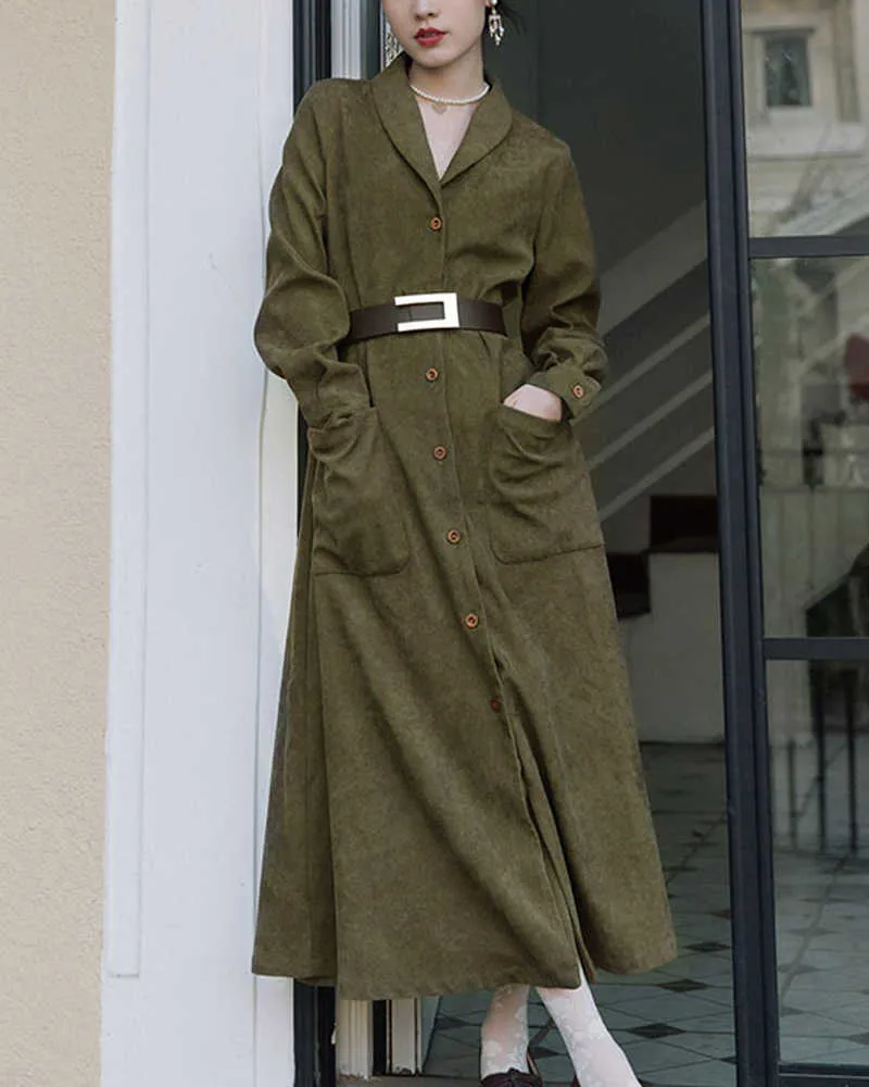 chinese dress ladies BASE Embrace Shape Long Sleeve Maxi Dress Army main image 1