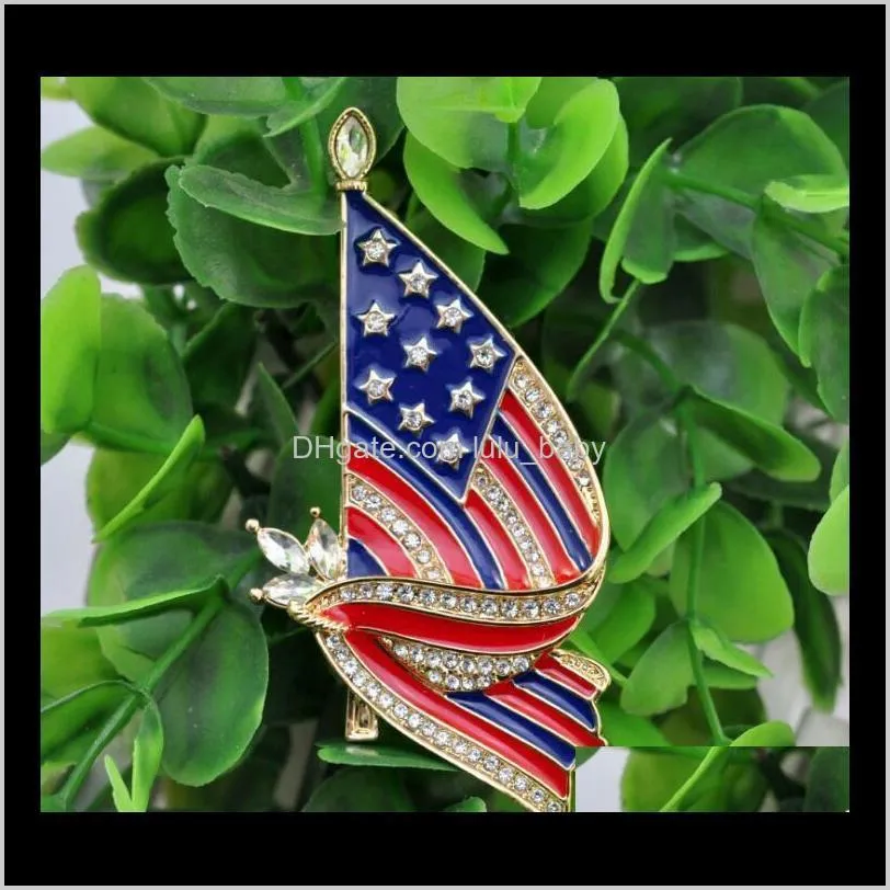 American flag oil drop diamond brooch Chinese flag friendship commemorative flag badge alloy brooch