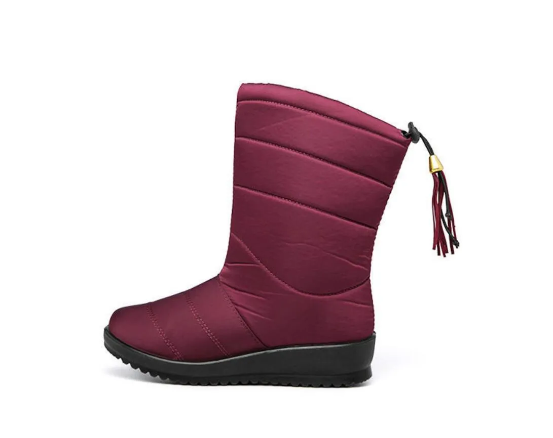 2021 schuhe Frauen stiefel Winter warme Fell Wasserdicht Schnee Stiefel Weibliche Mid-Kalb Stiefel Plus Größe Keile Frau Schuhe