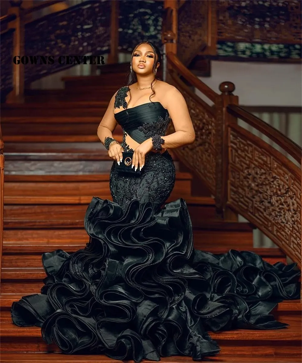 Black bardot ball gown on sale