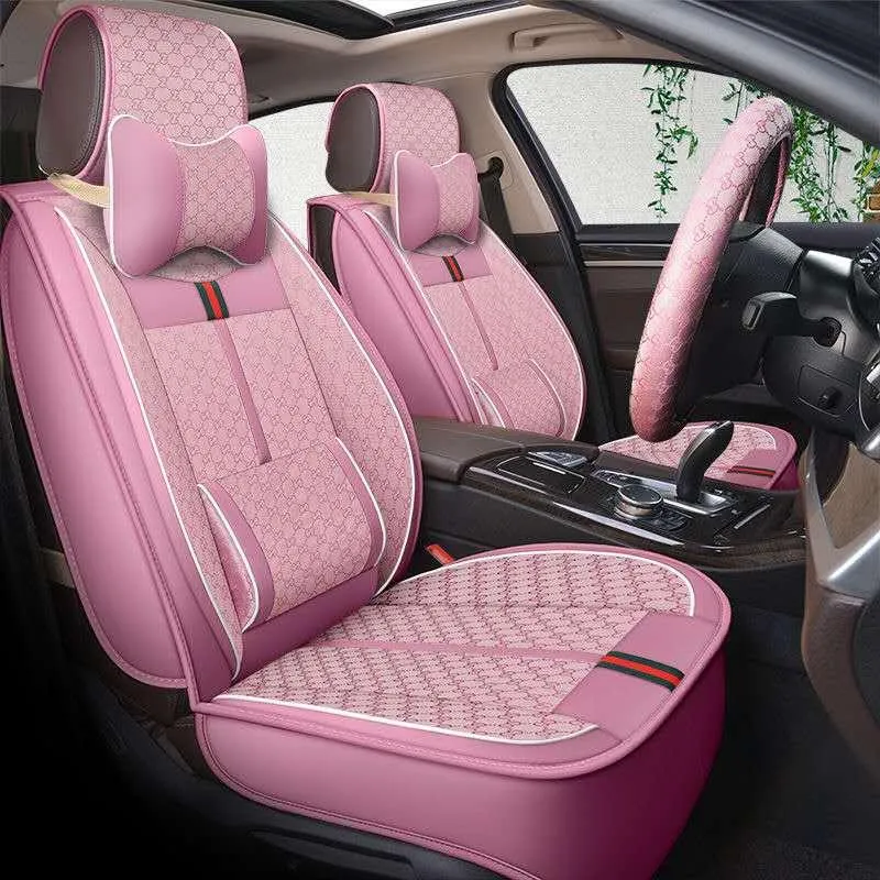 Bilstolar Autocovers för Sedan SUV Durable Leather Universal Full Set Fem sittplatser Kudde Mat Fram och Back Multi Design