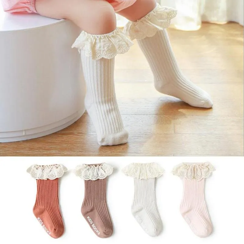 Socks 2021 Summer Mesh Baby Cute Lace Kids Girl Knee High Breathable Solid Color Soft Infant Toddler Long