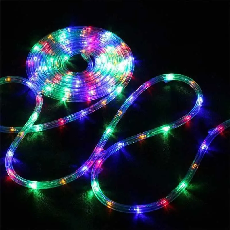 10-100M LED Strip lights Outdoor Street Garland Safe Voltage Rope String Lights Decoration for House Garden Fence Christmas Tree 211018