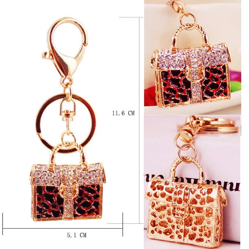 Bling Bling Crystal Torba Breloczki Stop Materiał Torebka Kształt Keychain Metal Key Ring Exquisite Fashion Gifts