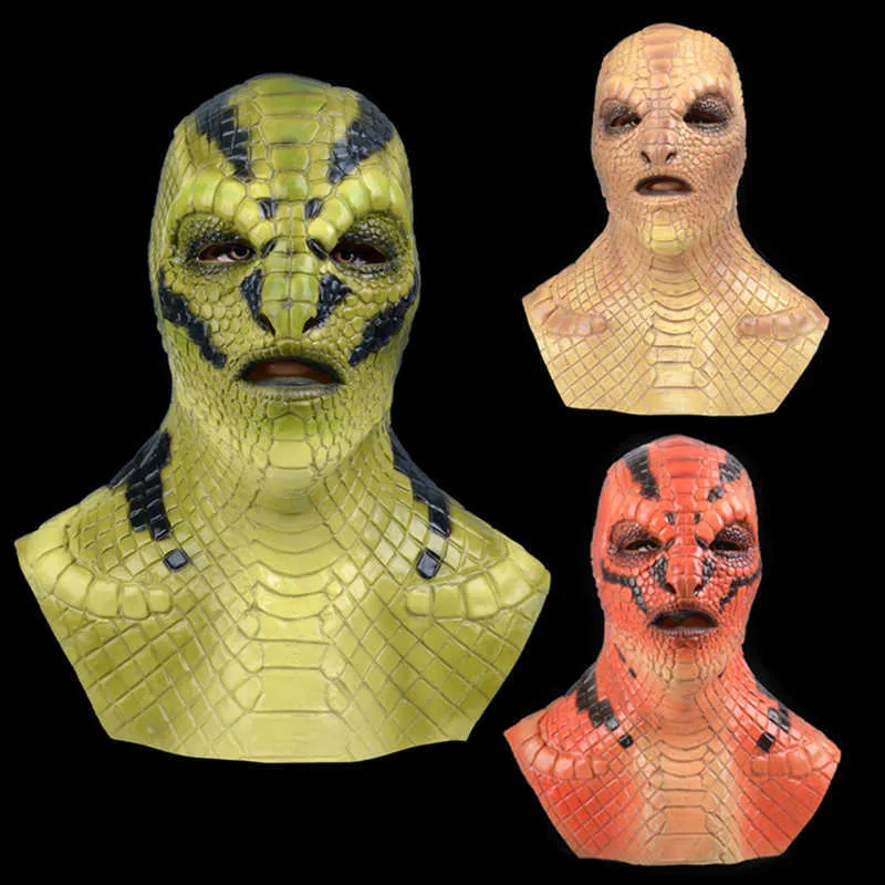 Latex Viper Halloween Maschera Cosplay Scary Snake Party Costume Masks Adult Simile Puntelli X0803