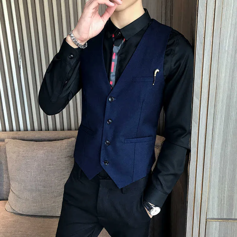 Men's Classic Suit Vest Nightclub Work Waistcoat Casual Sleeveless Formal Business Dress Vests for Men Chalecos Para Hombre 210527