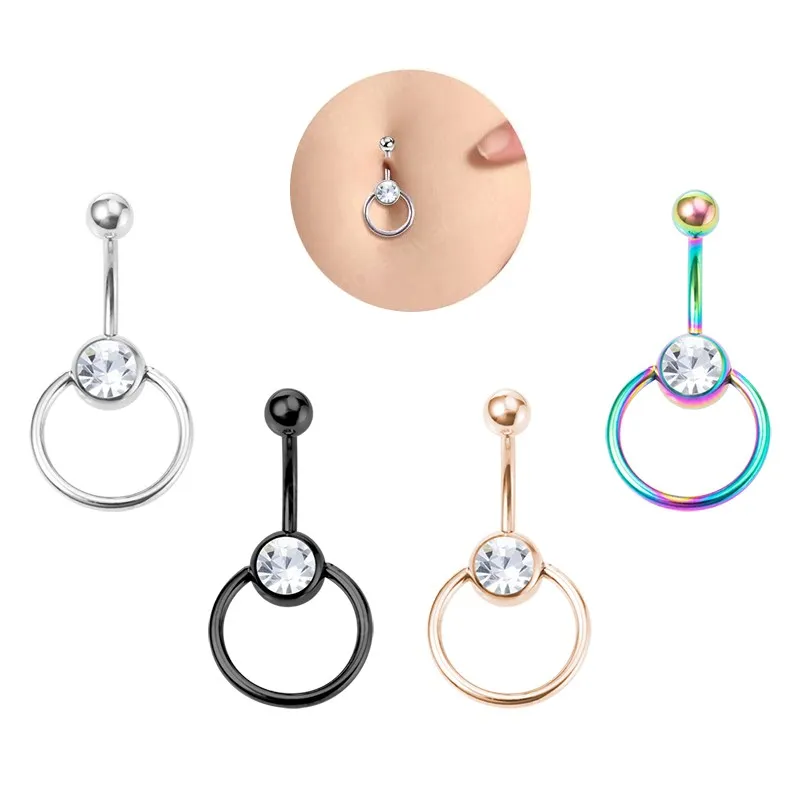 Barble Button Anéis Aço Cirúrgico Umbigo Piercing Anel Bar Redondo Ombligo Barbell Para Mulher Sexy Body Jóias