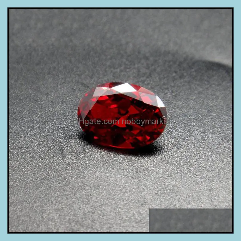 Garnet Red Color Stone 8 Sizes 2*3mm-4*6mm Oval Machine Cut Cubic Zirconia Synthetic Loose Gemstone Beads For Jewelry Making