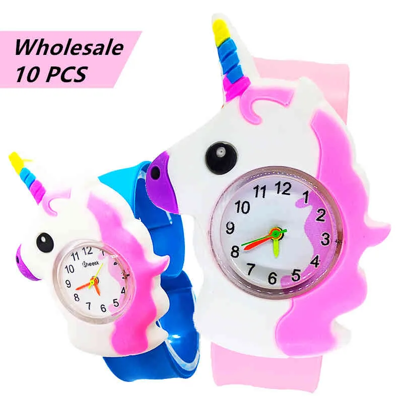 Ensemble de 10 pièces licorne poney bébé jouets cadeau enfants horloge enfants es enfant en bas âge garçon fille 1-9 ans enfant montre