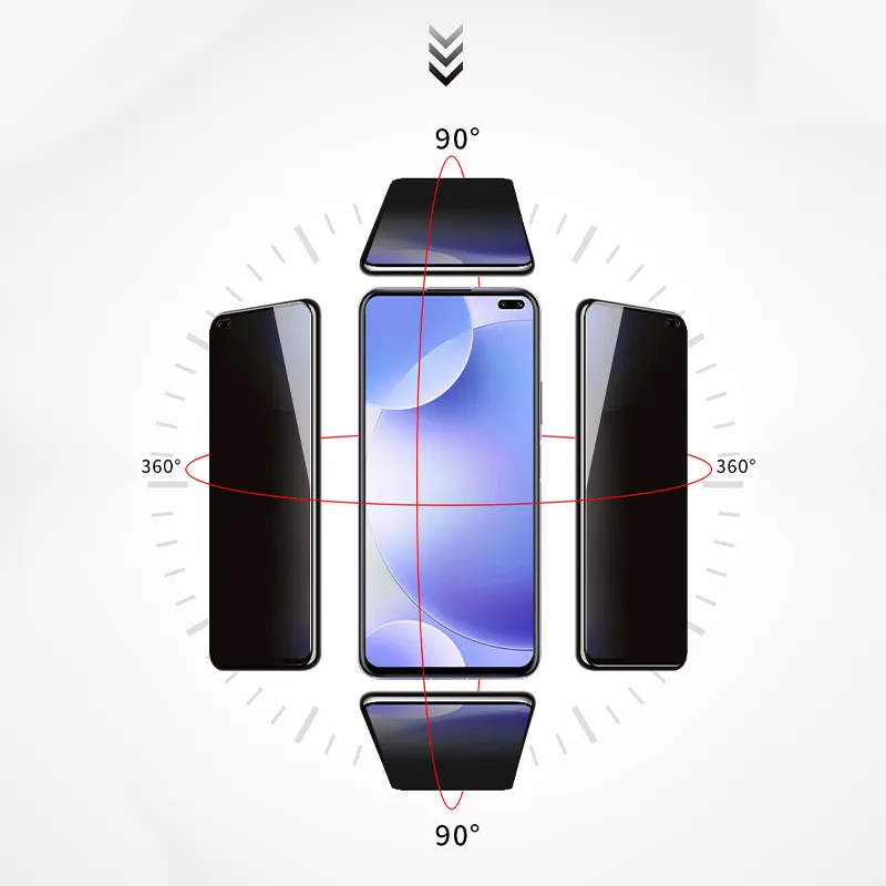 Proteggi schermo per telefono cellulare 9D HD Vetro privacy antigraffio di alta qualità per Redmi Note 9S 9 Pro Max 5G 4G 9T Pellicola protettiva per