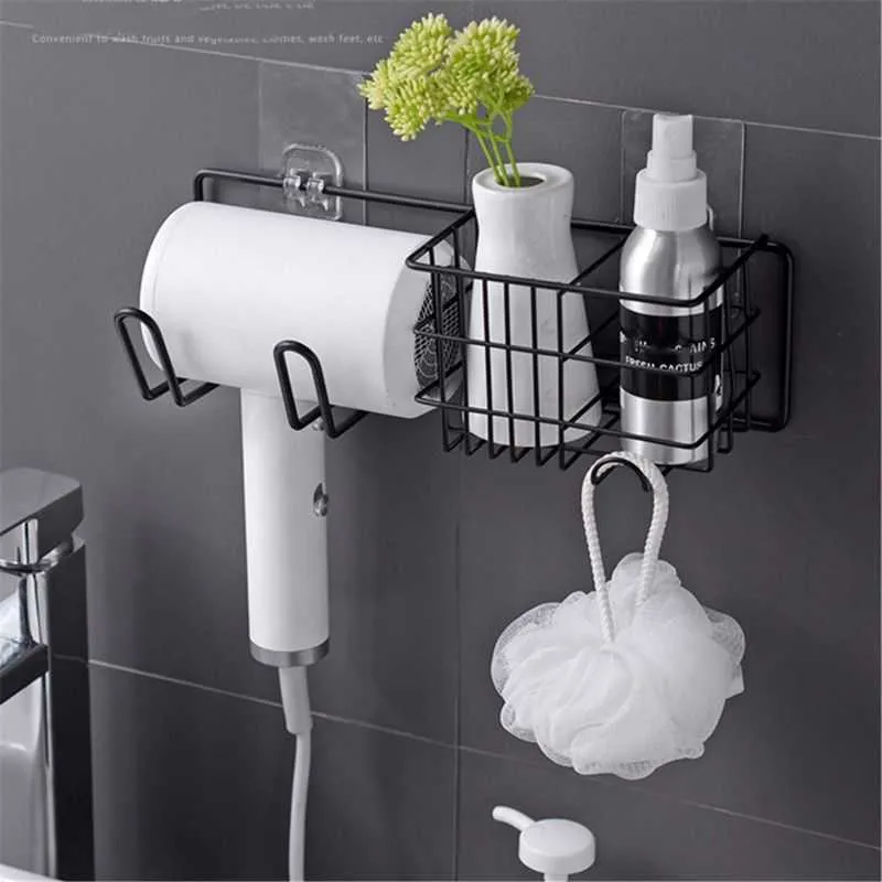 BathSense Wall Mount Hair Dryer Organizer Rack Bathroom Storage Hanger For Blow Dryers, Brushes