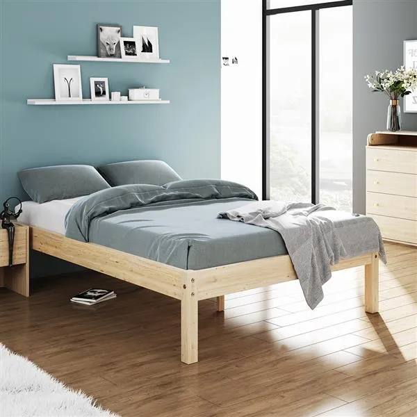 Cadre de meubles de chambre à coucher en bois Double lit à lattes avec cuisson de bois Plaque de support de matelas rustique