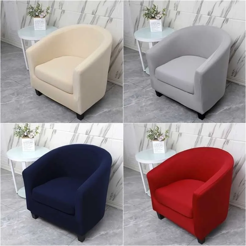 1Set Arc Seat Sofa Cover Stretch Spandex Washable Club Armchair Slipcover Relax Single Tub Couch With Cushion s 211207