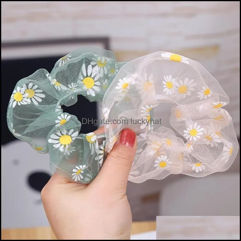 Gummi smycken smycken korea vår sommar mode stor organza retro polka prickar band scrunchy kvinnor hår aessory hästsvanshållare drop del del