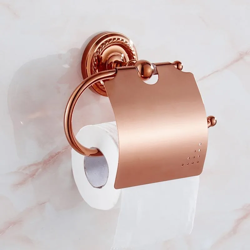 Toilet Paper Holders Creative European Style Bathroom Box Waterproof Towel Holder Brass Golden/Rose Gold Roll