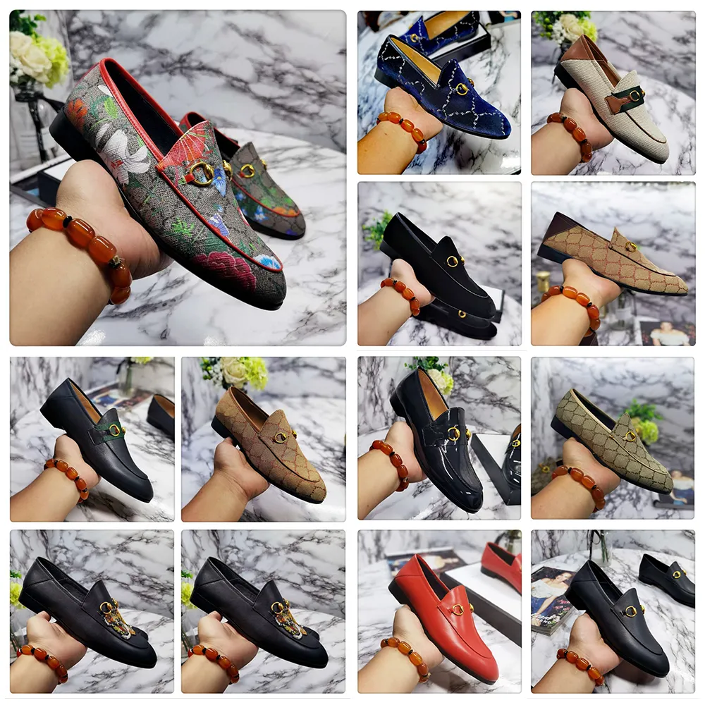 2022 Women Flat Dress shoes fashion cowhide Metal buckle office party wedding shoes woman man leather casual Mules Princetown Printed Trample Lazy Loafers size 35-46