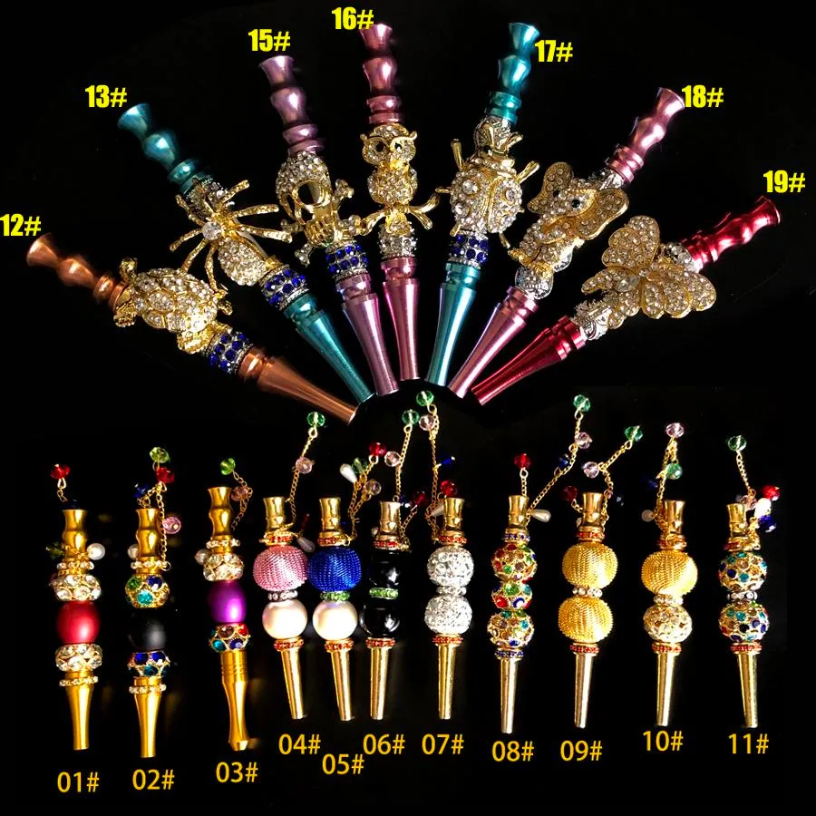 O mais recente bocal de joias de narguilé de liga embutida feito à mão colorido shisha narguilé ponta de boca diamante narguilé suporte sem corte para fumar